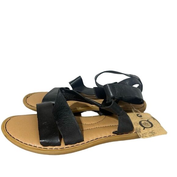 Born Ankle Strap Flat Sandal 6 Leather Cushioned Casual Comfort Black Imogen - Picture 4 of 8